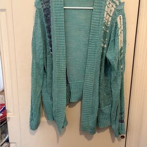Chic Aqua Open-Front Cardigan
